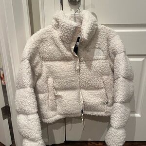 The North Face Cream Sherpa Puffer Teddy Jacket
